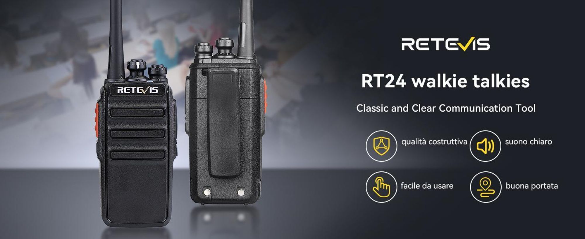 Retevis RT24 Plus, radio PMR senza licenza con auricolare e batteria ricaricabile, per scuole, supermercati(10 pz)