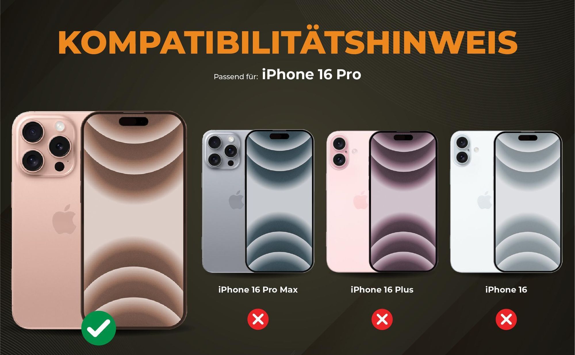 Kompatibilitätshinweise Hülle für Apple iPhone 16 Pro