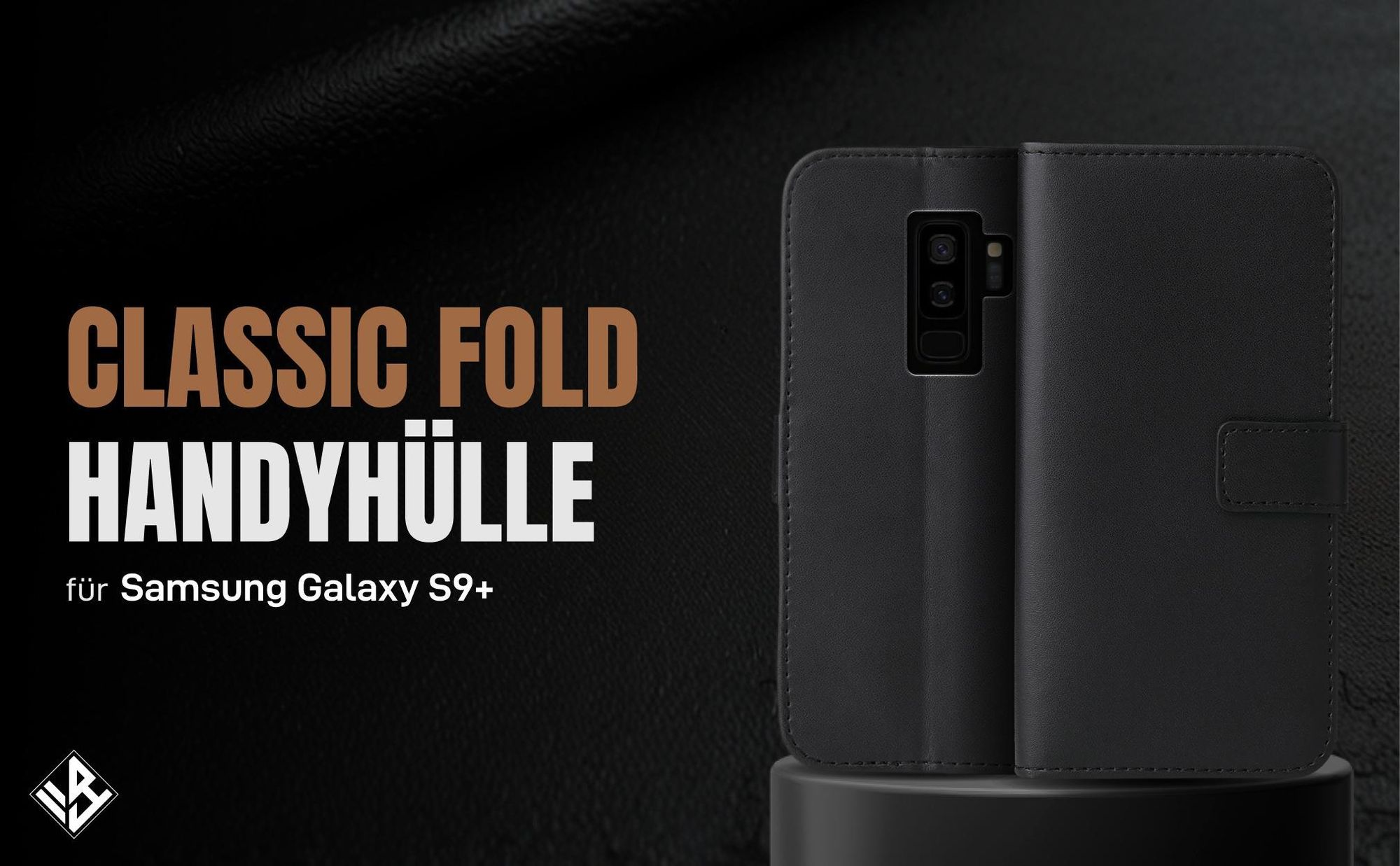 Schwarze Klapphülle für Samsung Galaxy S9+ mit Wallet-Funktion