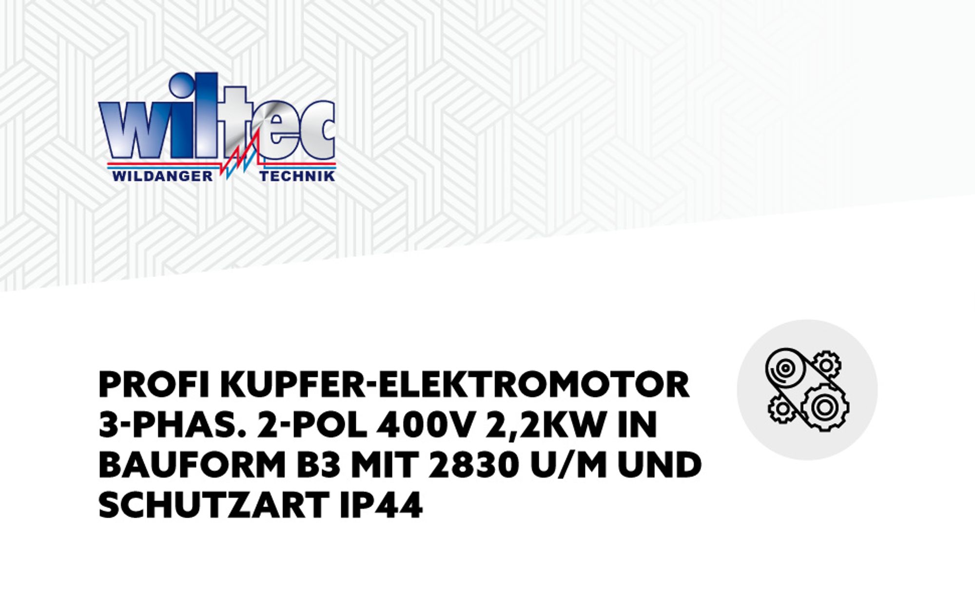 Wiltec Profi Elektromotor 400 V 2,2 kW (3 PS) 3-phasig 2-polig E-Motor in Bauform B3 2830 U/min mit Kupferwicklung, Drehstrommotor