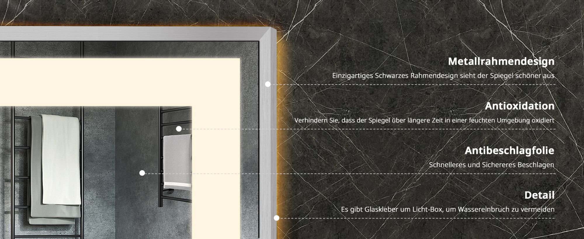 Puluomis Badspiegel 60x80 beschlagfrei mit 3 Farbe Beleuchtung, dimmbare Helligkeit, Badezimmerspiegel mit Digitaluhr, Temperatur silbern