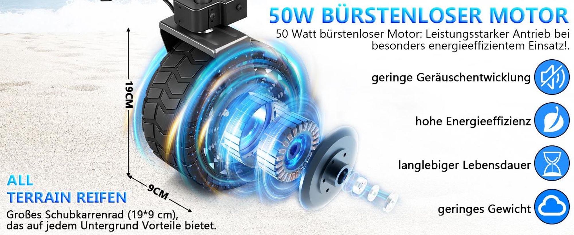Faltbar Elektrokarre Bollerwagen 280L 120KG mit 50W bürstenlosem Motor Belastbar Gartenwagen mit 4.0AH Akku, 3 Gang, mit Tischplatte, Schwarz