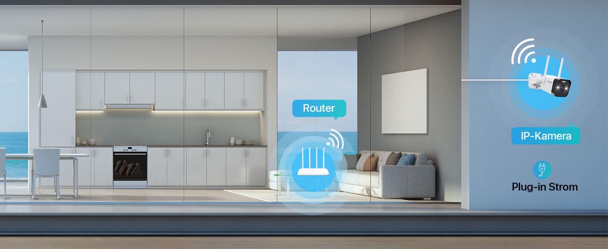 Keine komplizierte Konfiguration. Verbinden Sie Ihre Kamera mit Router für bequemen Zugriff.