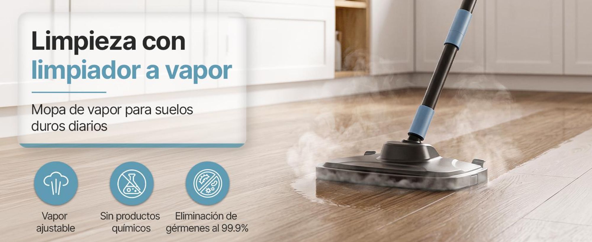 Limpiador a vapor Olvy 14 en 1 con función de fregado y pantalla táctil – Vapor de 125 °C – Limpiador a vapor de mano para alfombras, sofás y suelos duros – Cable de 5 metros