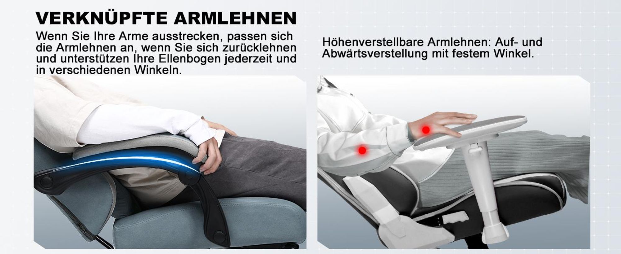 GTPLAYER Herná stolička Ergonomické herné kreslo Stolová stolička PC Gamer Racing Chair s látkovým povrchom, pružinovým sedákom, spojovacími podrúčkami, s podnožkou s nosnosťou do 153 kg Svetlo modrá
