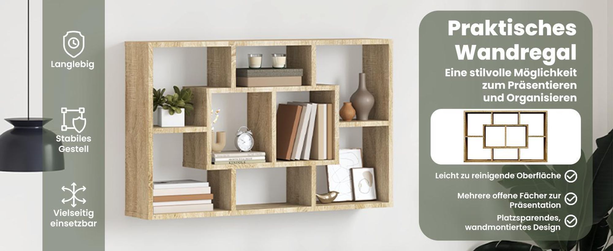 vidaXL Wandregal Sonoma-Eiche 85x16x52,5 cm Holzwerkstoff