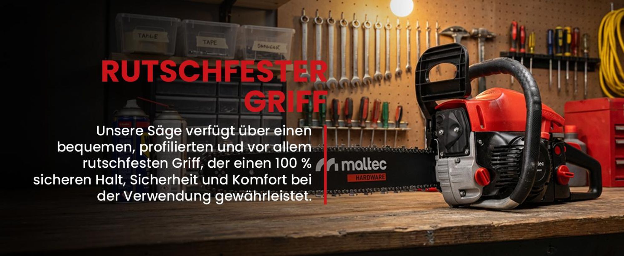 Benzin- Motorsäge- Kettensäge mit rutschfester Griff