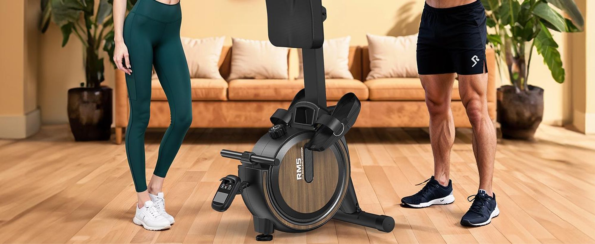VOWVIT Rudergerät für Zuhause Magnetische Rudermachine mit Bluetooth & 16-Stufigem Verstellbaren Widerstand - 150KG Gewichtsbelastung