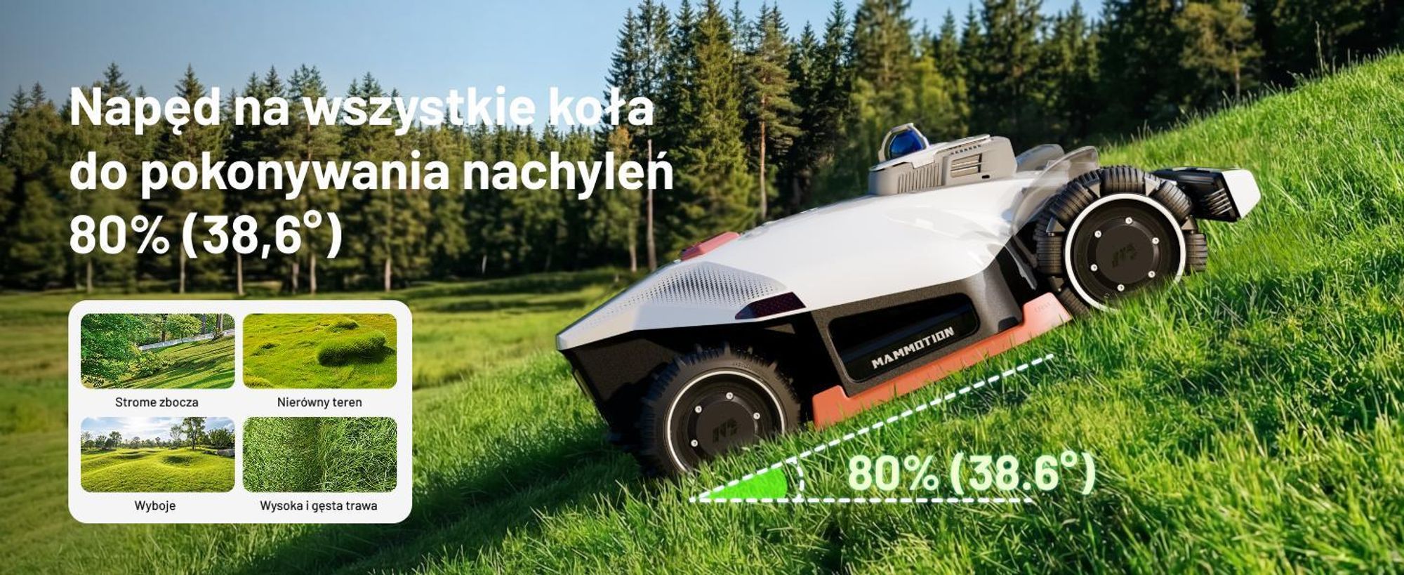 Robotická sekačka Mammotion LUBA 3 AWD 1500 bez ohraničujícího drátu, do 1500m², 360° LiDAR + duální kamera s AI Vision, sklon 80%, 4G modul, aplikace