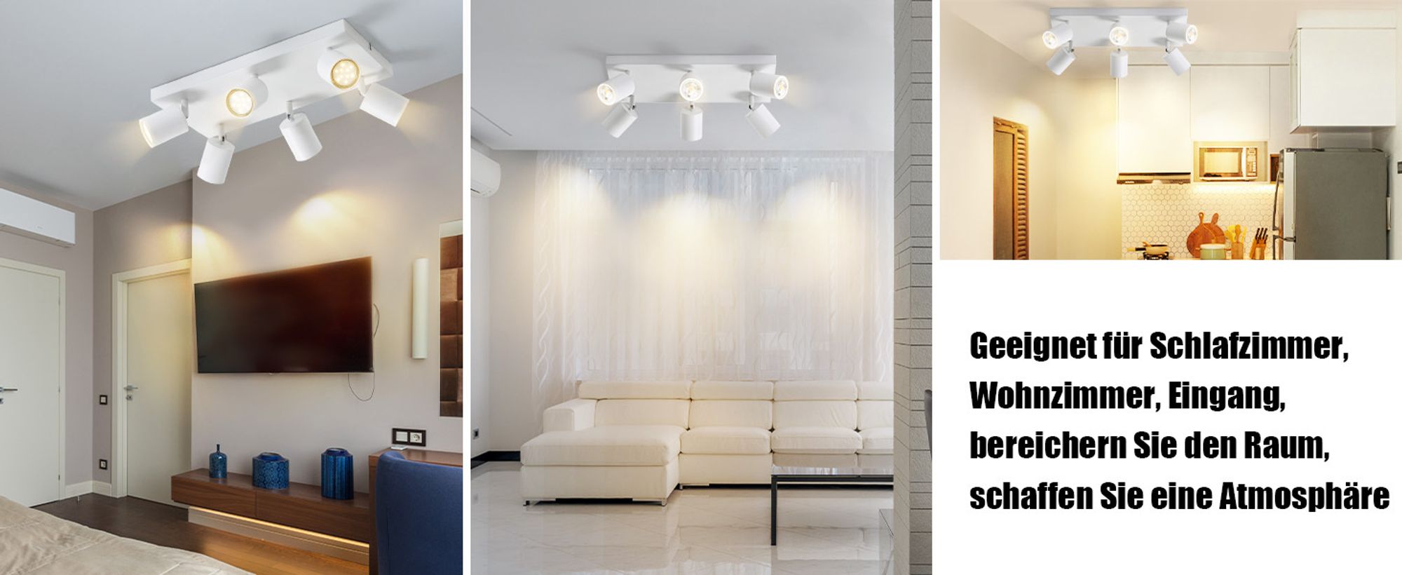 ZMH LED Deckenleuchte Weiß Deckenstrahler: GU10 Deckenlampe 6 Flammig 330°Schwenkbar Deckenspots Industrial Modern für Wohnzimmer Schlafzimmer Küche Flur
