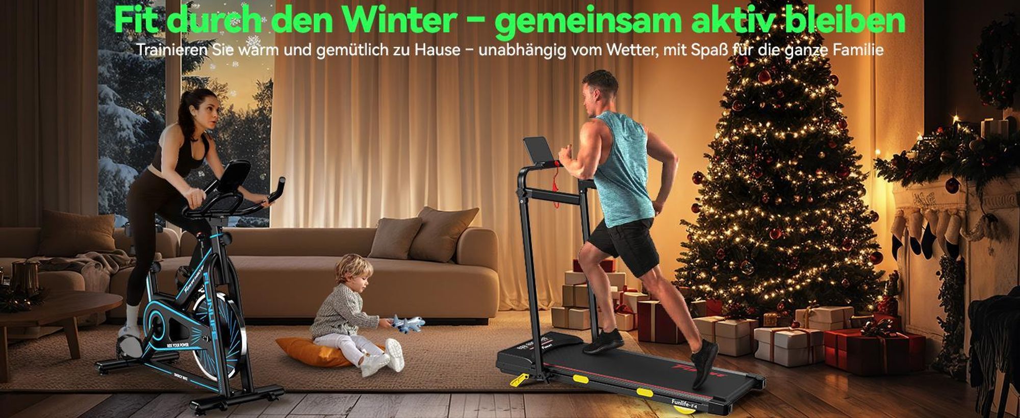 FunLife C1 Heimtrainer – Indoor Bike mit Bluetooth, FitShow & Kinomap, stufenlosem Widerstand, Herzfrequenzmessung, bis 120 kg