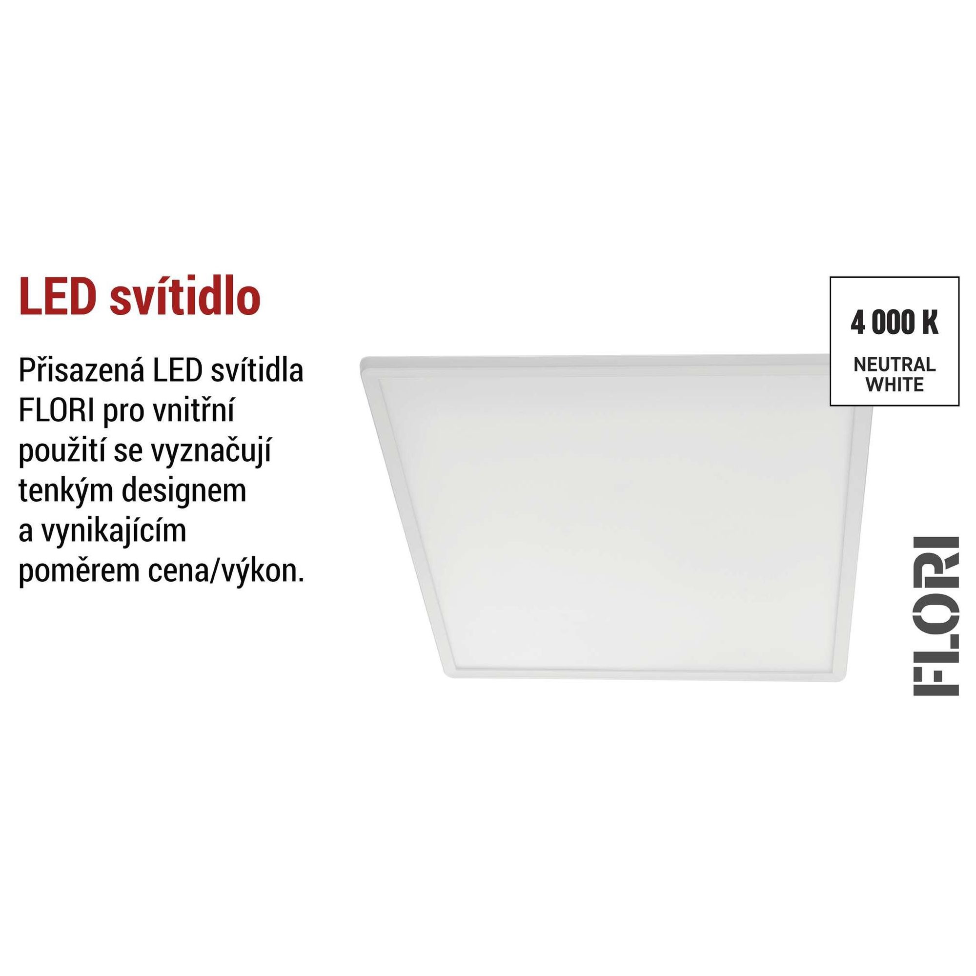 EMOS LED nástěnné/stropní svítidlo FLORI, čtvercové, neutrální bílá 4000 K, 2200 lm, 22 W (místo 150 W žárovky), 42x42 cm, bílé, ZM1403