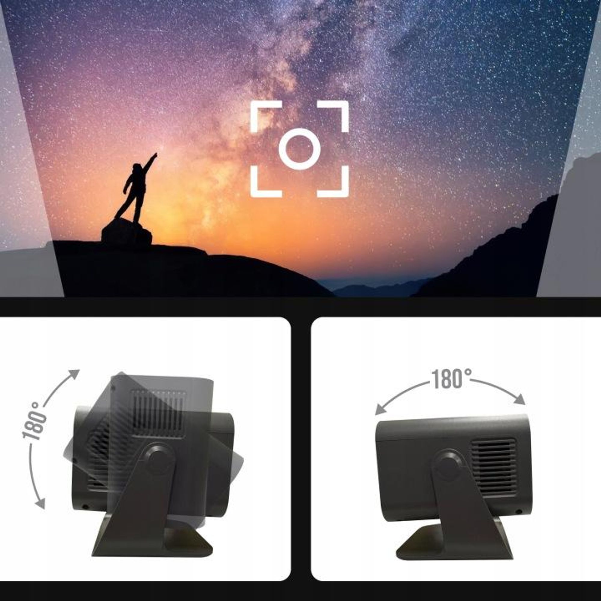 Forever FP-220E Sport 4K WiFi Bluetooth Android 13 Projektor mit Lautsprecher Metallic Schwarz