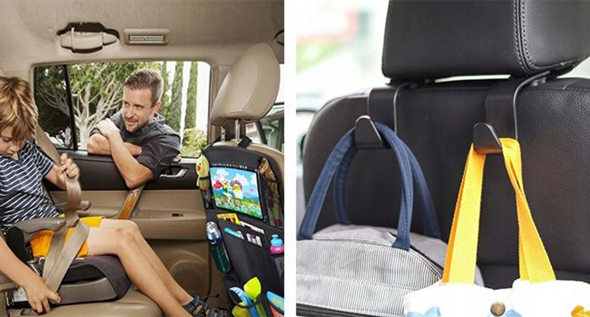 KRUMAD Auto Organizer Rücksitz 61×41 cm – Kofferraum/Autositz Organizer mit Tablet-Halter bis 10", 10 Taschen & 2 Kopfstützen-Haken, wasserdicht