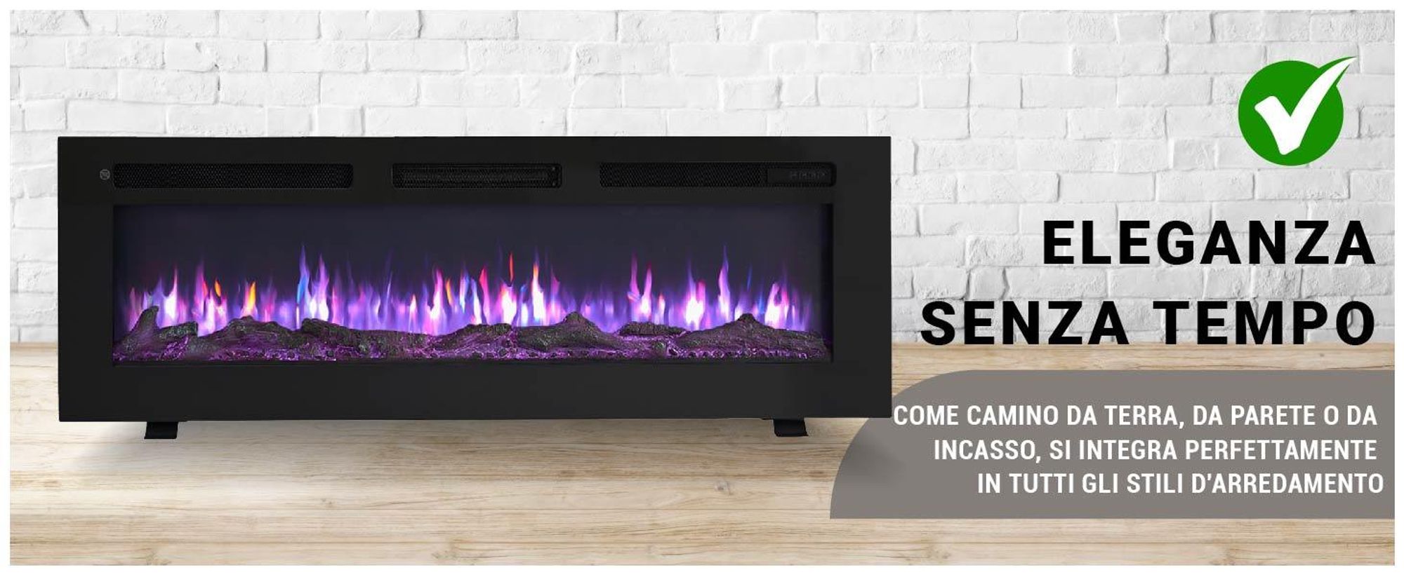 BALDERIA -design Leif 50 - Camino elettrico 3in1