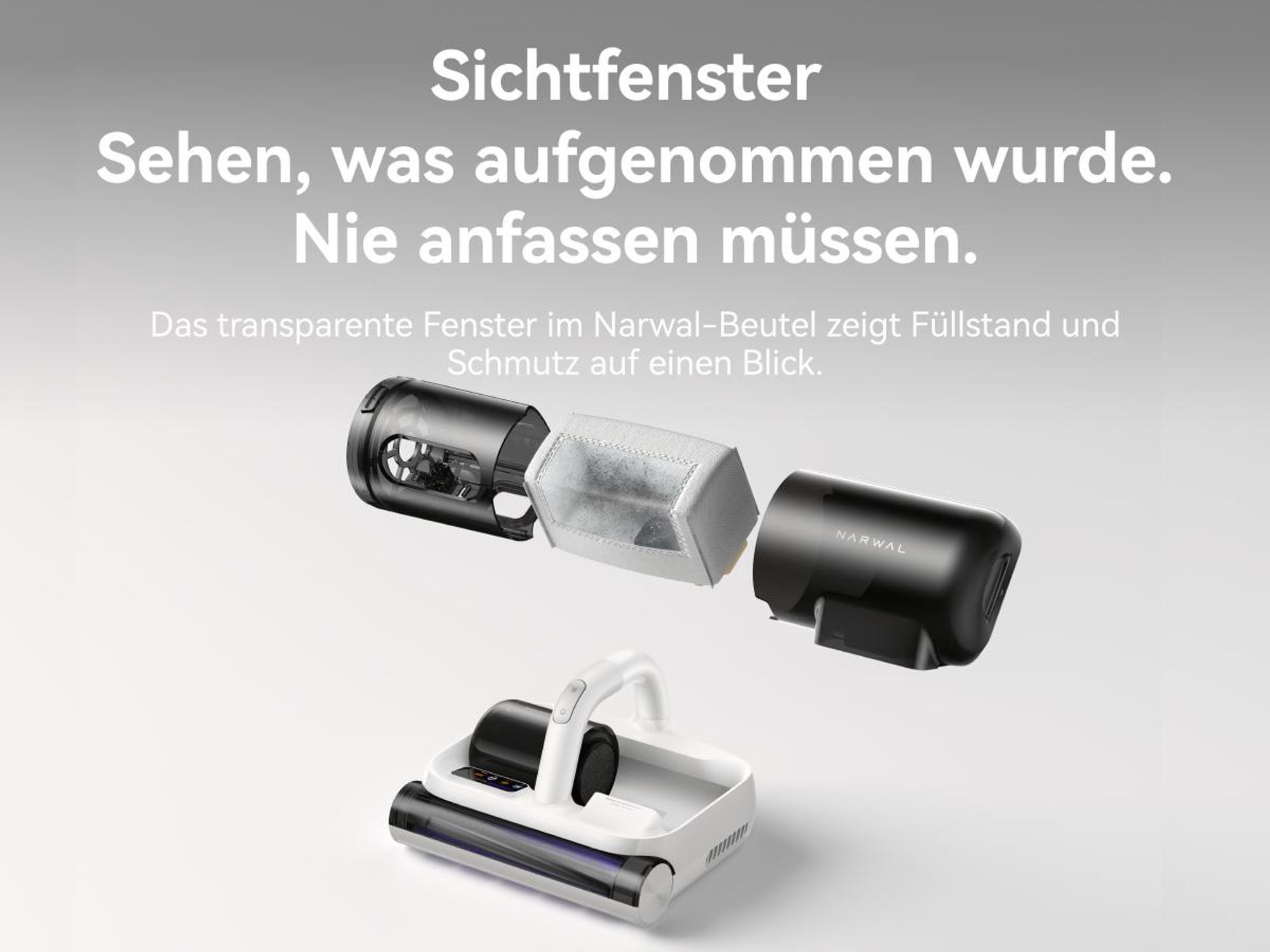 NARWAL U50 Pro Akku-Matratzenstaubsauger, 16 kPa, 58 °C, 65.000 Schläge/min, 1,65 kg, UV-C
