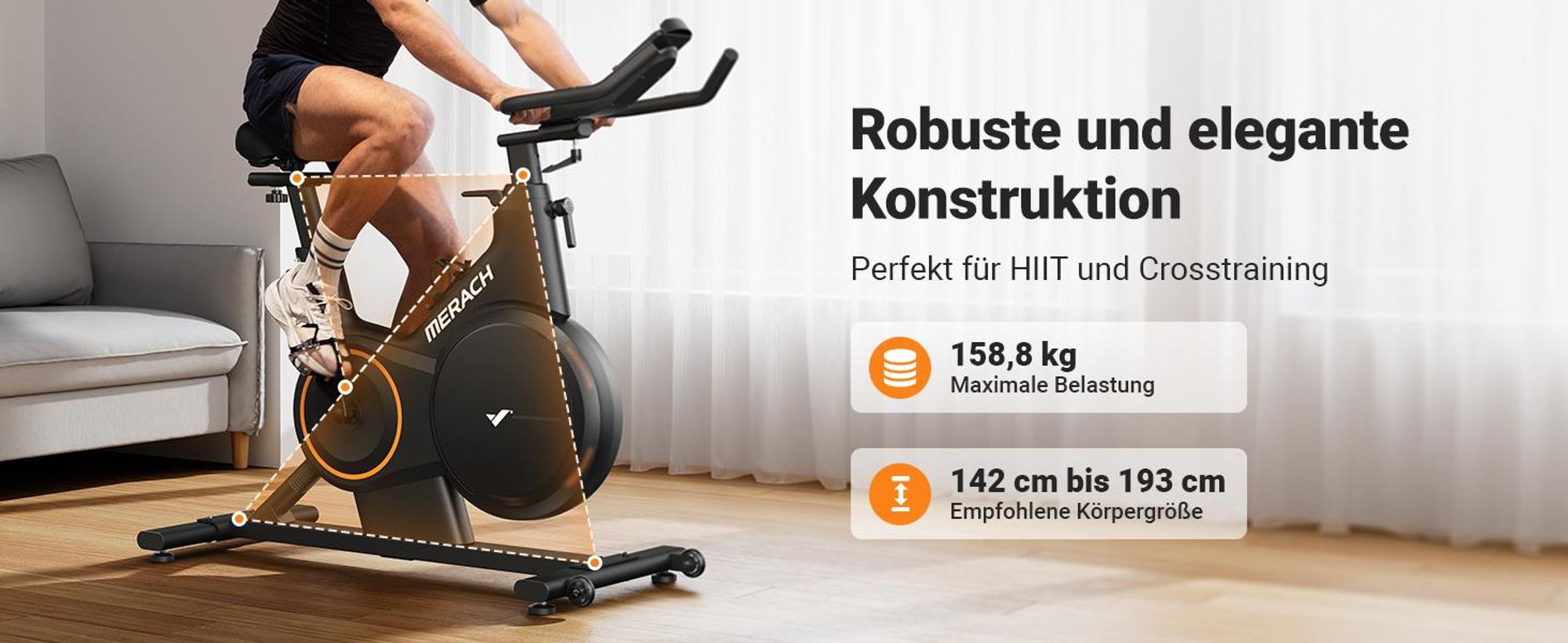 Heimtrainer Fahrrad, magnetisches Fitnessbike mit APP für Zuhause, bis 158kg belastbar, ±6° Neigung, leise, komfortabel, realistisches Fahrerlebnis