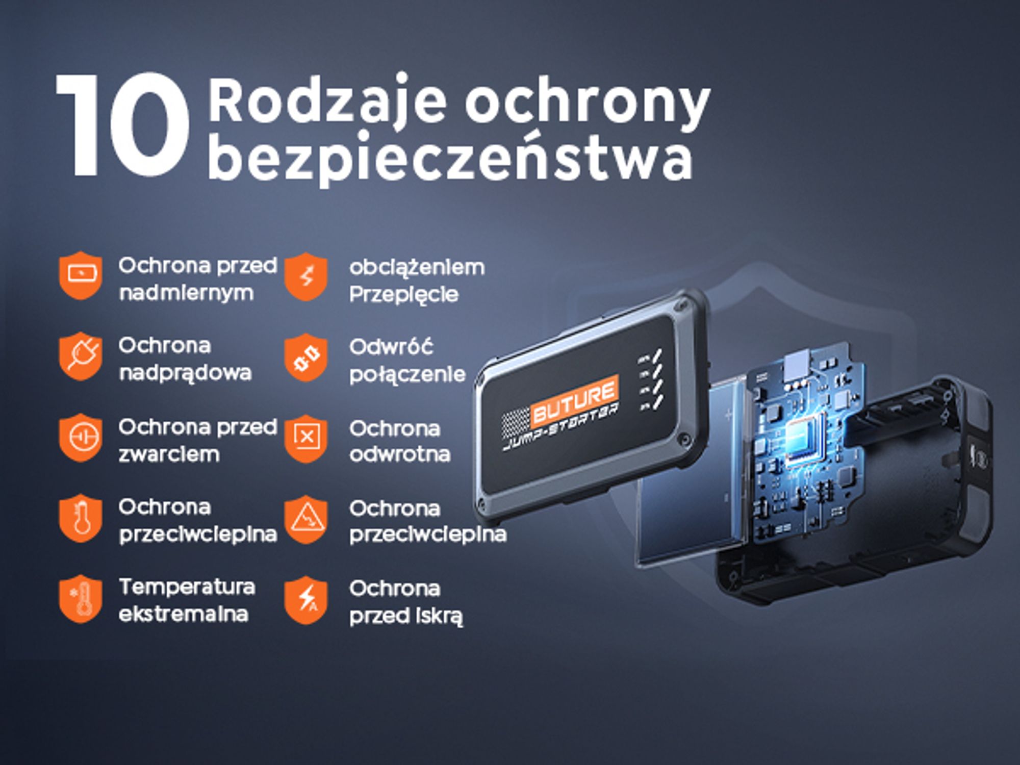 Buture Jump Starter Power Bank, 3000A szczytowy prąd, PD45W szybkie ładowanie, Starter Power Bank samochodowy Jump Starter, Beta08
