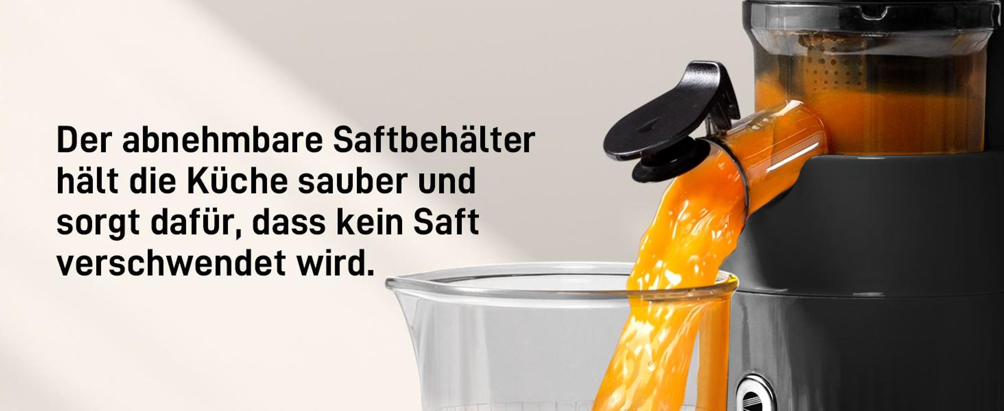 Ventray Essential Ginnie - Kaltpress Entsafter, Slow Juicer Kompakt & Leise (60 U/min, 45mm Einfüllöffnung), BPA-frei, 400ml, Einfache Reinigung