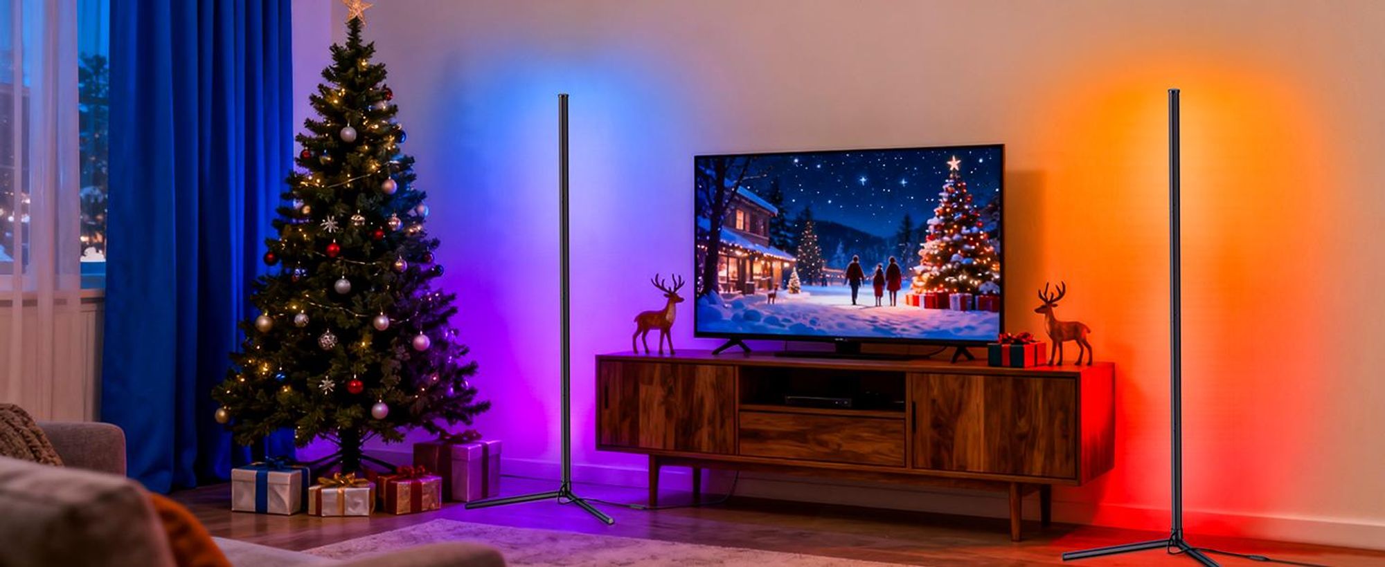 LED Stehlampe, Eckstehleuchte, Stehleuchte, Standleuchte, RGB Dimmbar mit Musik-Synchronisation, Timer, mit Fernbedienung und APP