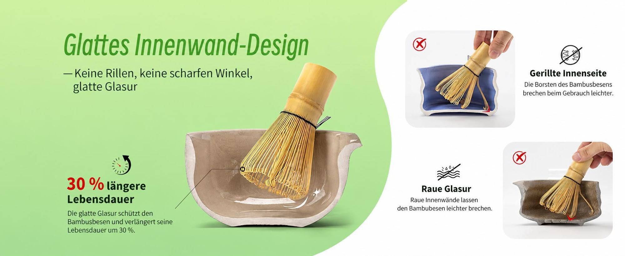 Matcha Set, 7-tlg. Komplettset, Matcha Schale mit Ausgießer, Bambus Besen, Zubehör für Matcha Zeremonie, Naturmaterialien, Geschenkidee