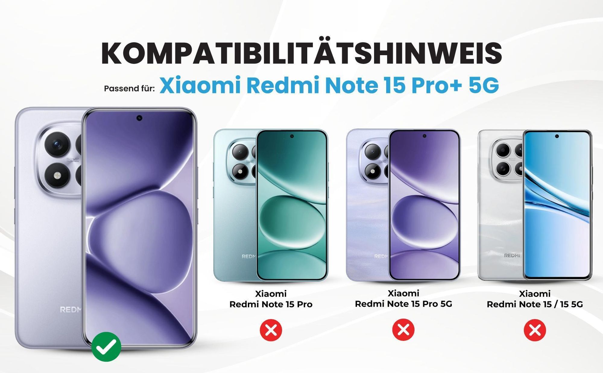 Kompatibilitätshinweise Hülle für Xiaomi Redmi Note 15 Pro+ 5G