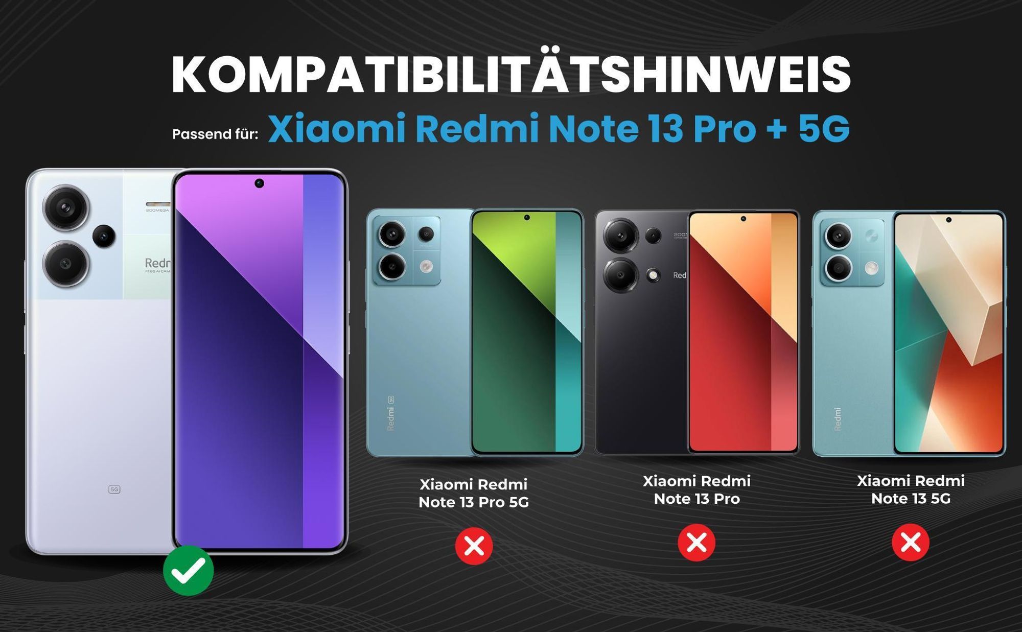 Kompatibilitätshinweise Hülle für Xiaomi Redmi Note 13 Pro+ 5G