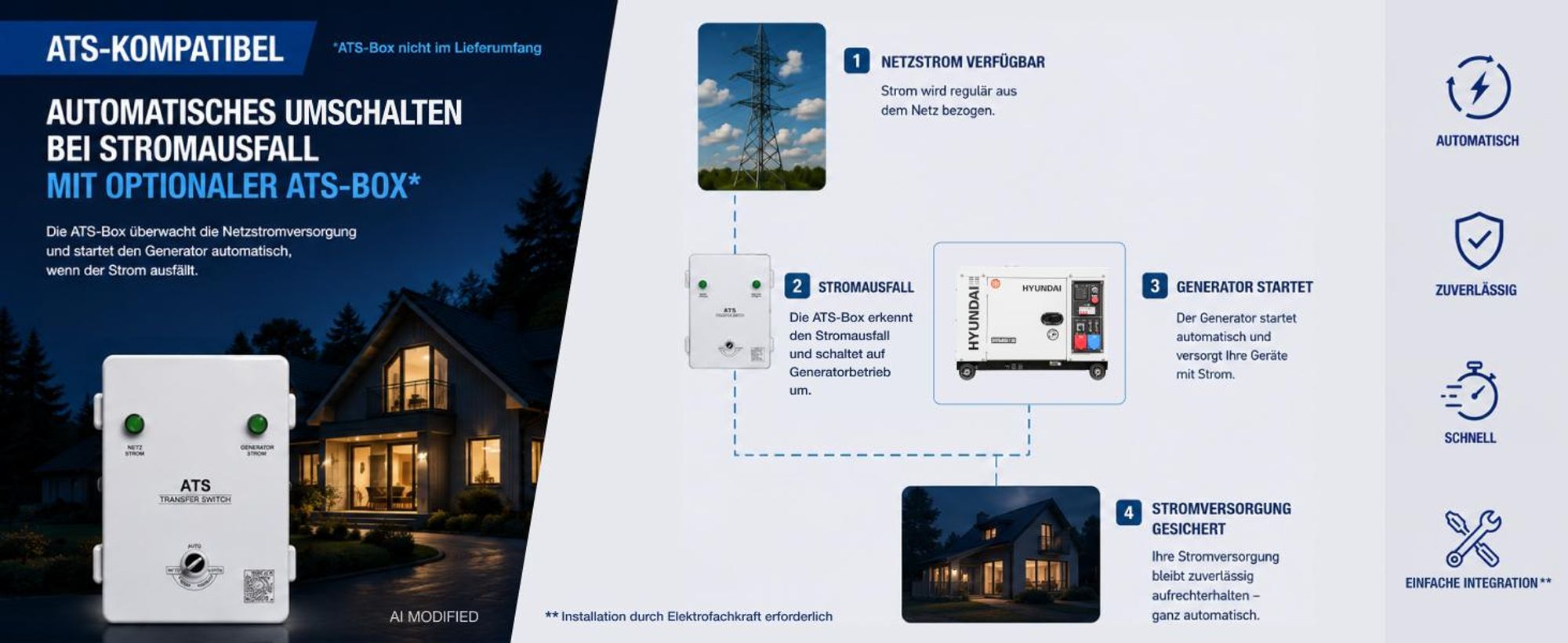 HYUNDAI Diesel Generator DHY8600SE-T D (5.7kW / 7.9kVA, Elektrostart, 1 x 230V + 400V)