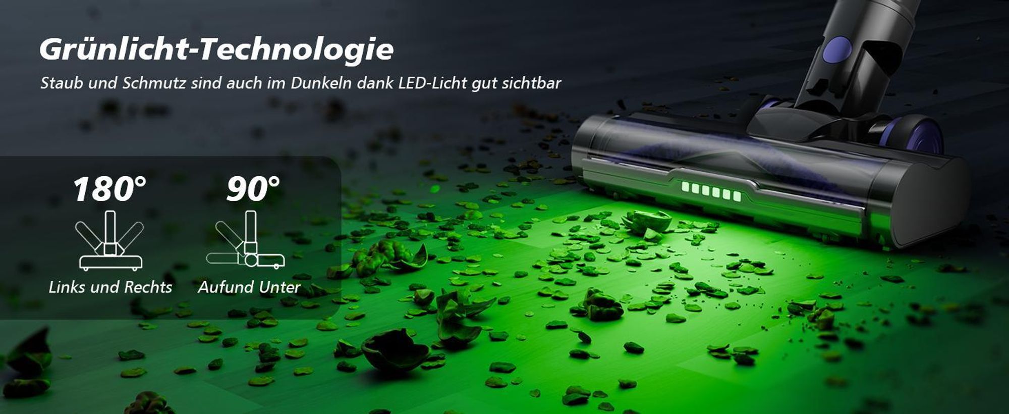 Akku Staubsauger, 48000Pa Staubsauger Kabellos mit Smart Display, Handstaubsauger, 550W Starke Saugleistung mit Anti-Verhedderung-Bürste, Ultraleiser