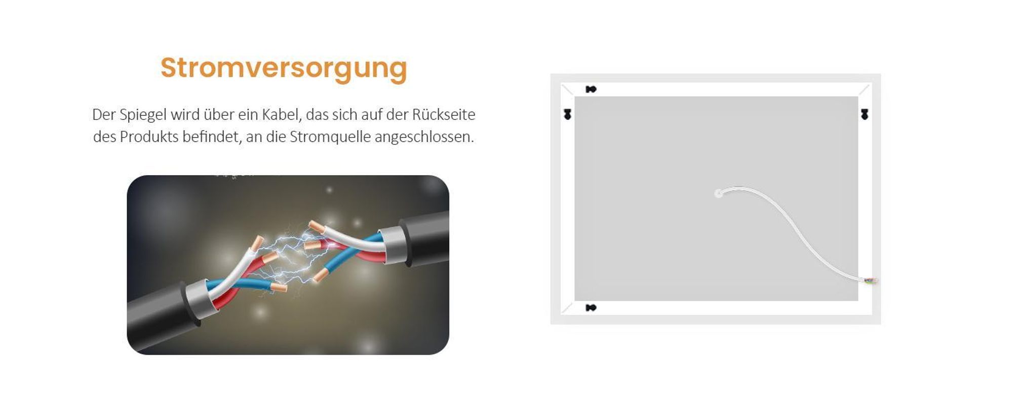 EMKE LED Badspiegel 50x70cm mit Beleuchtung & Antibeschlag, Wandspiegel mit Mechanischem Schalter Badezimmerspiegel 3000K/6500K Lichtfarben