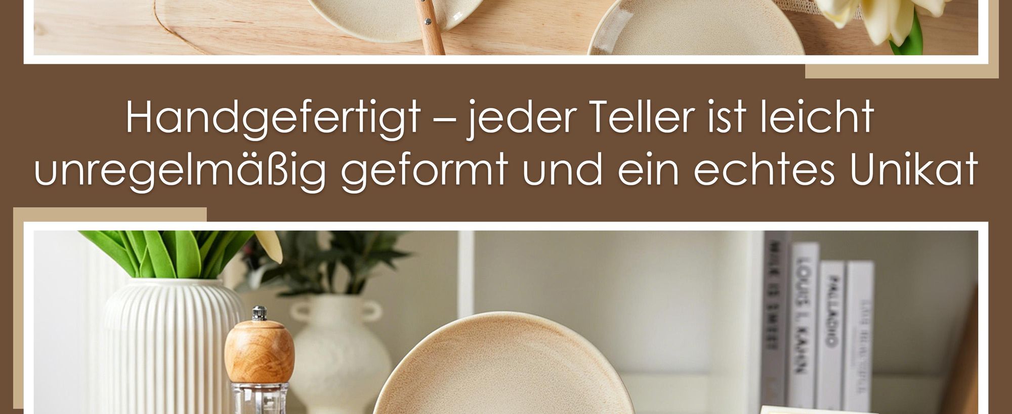 Teller set 4er Ø19,5 cm Keramik Essteller Dessertteller Pastateller Flachteller für 4 Personen Reactive-Glasur Mikrowellen- und Spülmaschinenfest