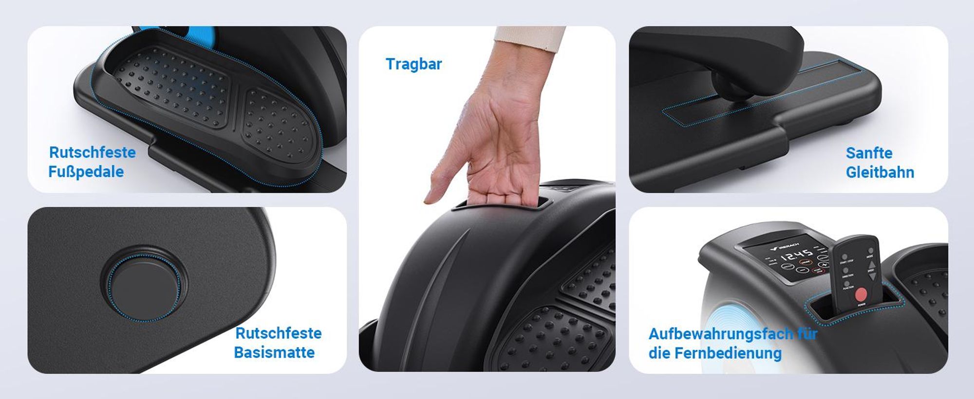 Mini Ellipsentrainer & Stepper – 12-stufiger Crosstrainer mit Fernbedienung & Display, leise, tragbar, vormontiert, ideal für Home-Office & Freizeit