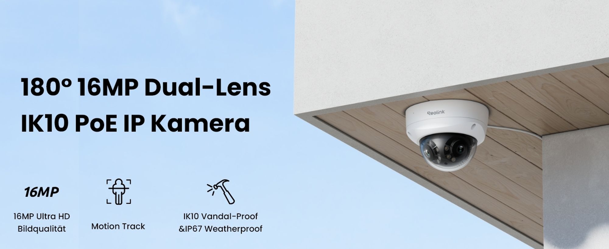 180° 16MP Dual-Lens IK10 PoE IP Kamera