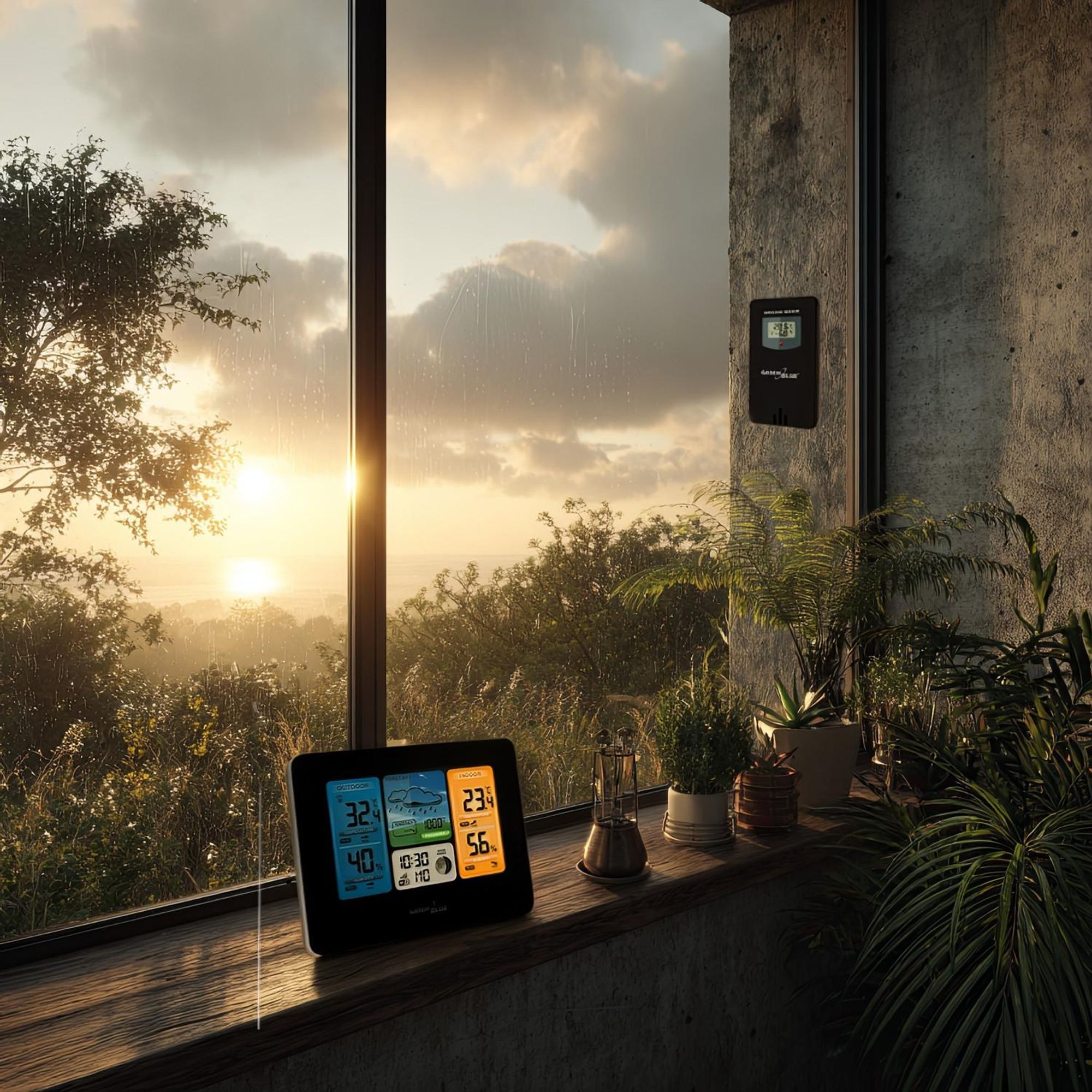 Wetterstation Wettervorhersage WiFi App Display 7 Sprachen IPX4 GreenBlue