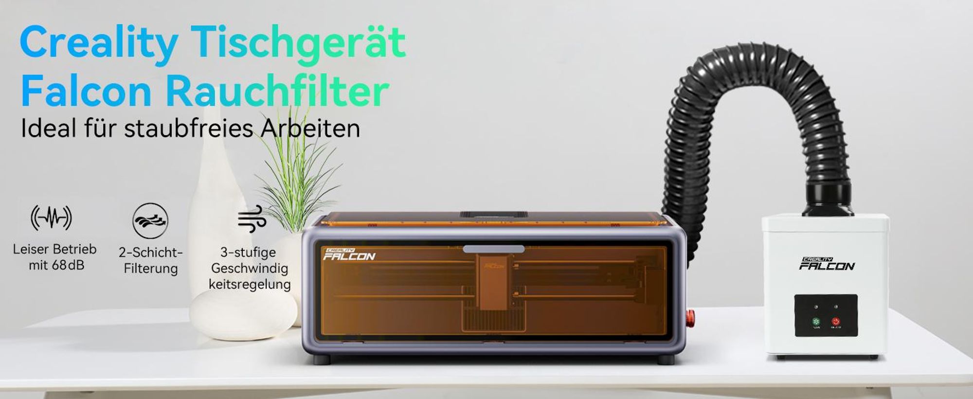 Creality Falcon YW45 Rauchreiniger, 99,97% Luftreinigung, geräuscharm, Luftreiniger für Falcon-A1 Laesrgraviierer Falcon 2 PRO Schutzbox
