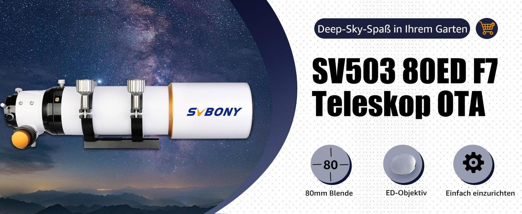 Svbony SV503 Teleskop, mit SV226Filterrad M42-M48, 80F7 Teleskope OTA,Doppelt ED, mit Dual Speed Fokussierer, Professionelles Optische Tubusbaugruppen
