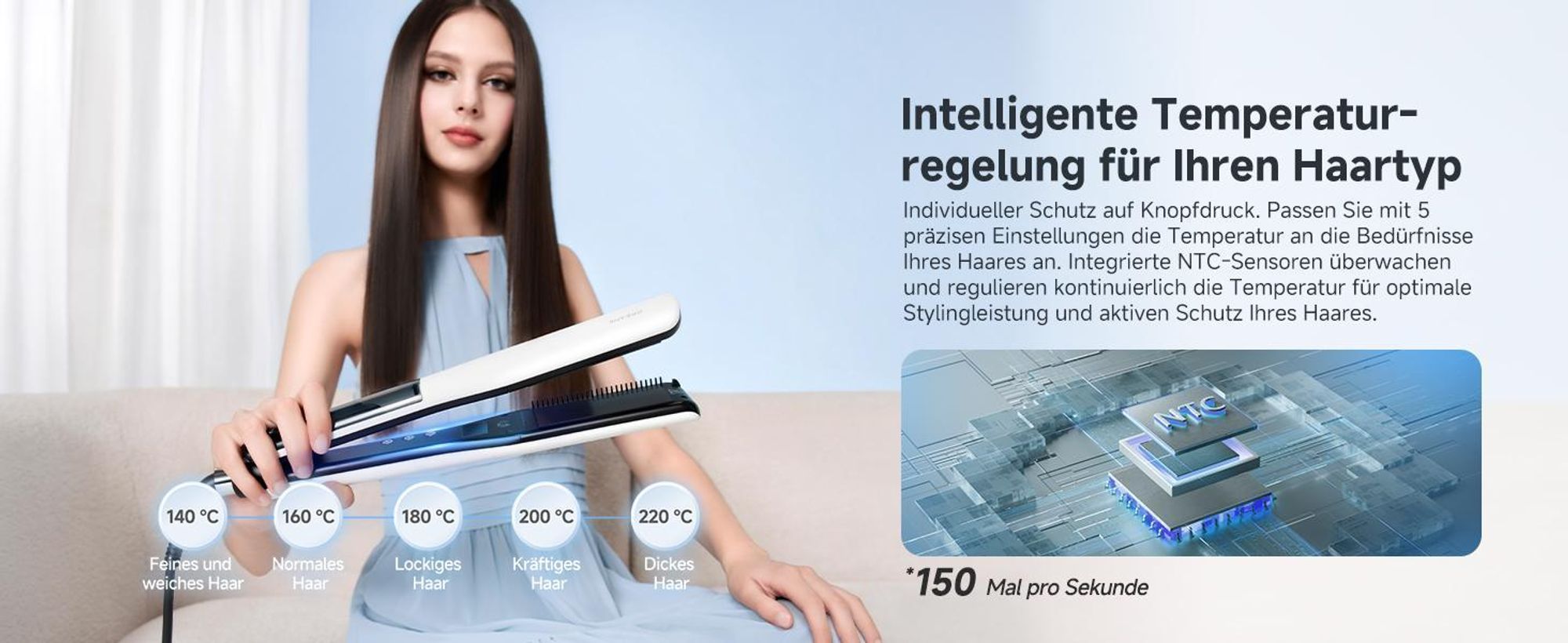 Dreame AuraSteam Frisur Haarglätter,glatte&lockige,Heizplatte,flexible 3D-Platte,zweireihige Dampffunktion,abnehmbarer Wassertank,5 Temperaturstufen