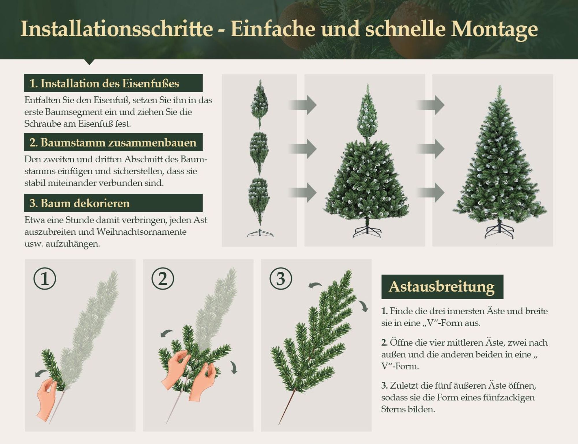 Salcar Knstlicher Weihnachtsbaum 210 cm mit Schnee Effekt