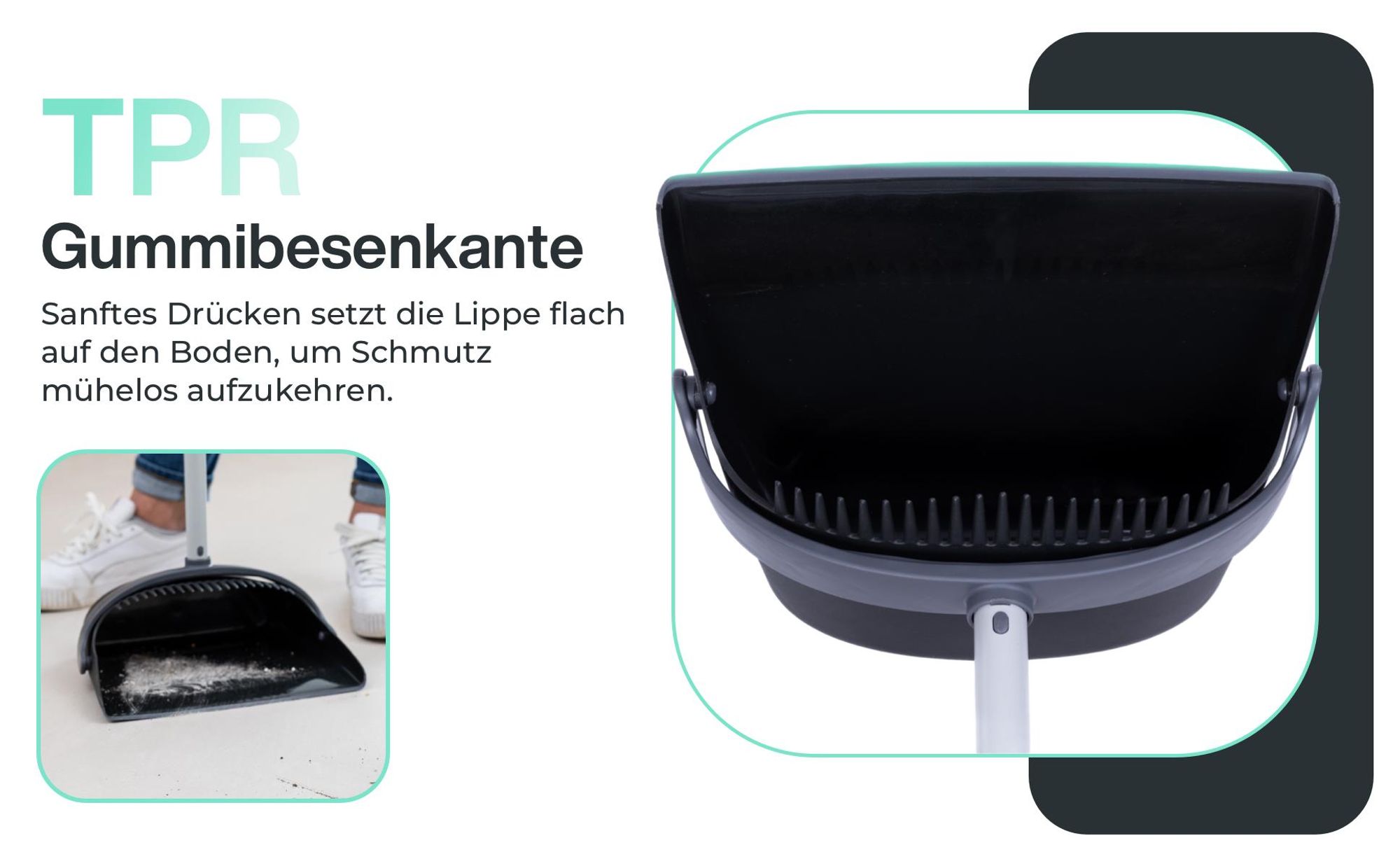 TPR-Kante am Kehrblech für einfaches Kehren