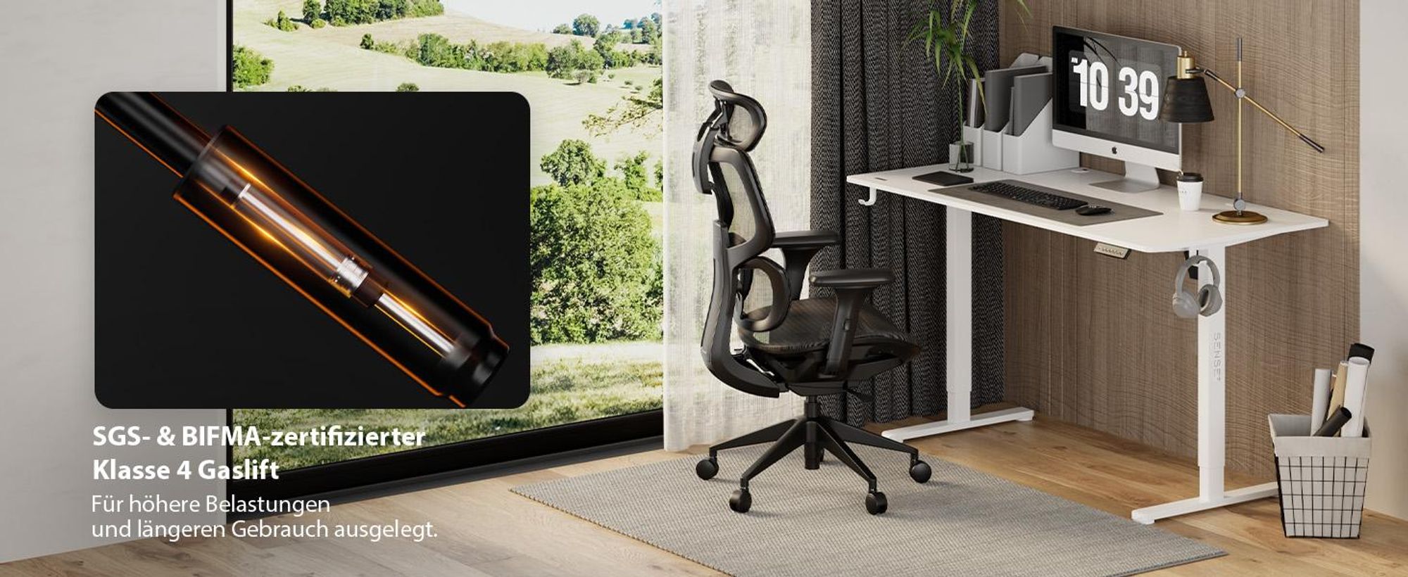 SENSE7 Nobu Ergonomischer Bürostuhl Schreibtischstuhl Schwarz mit 3D-Armlehnen Kopfstütze Netzrücken Wippfunktion Chefsessel Homeoffice 130 kg