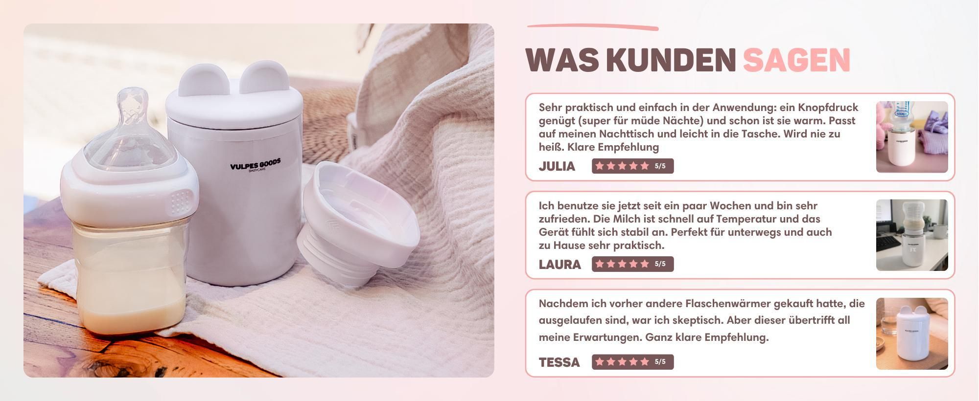 Babyflaschenwärmer im Alltag zufriedene Kunden und einfache Anwendung