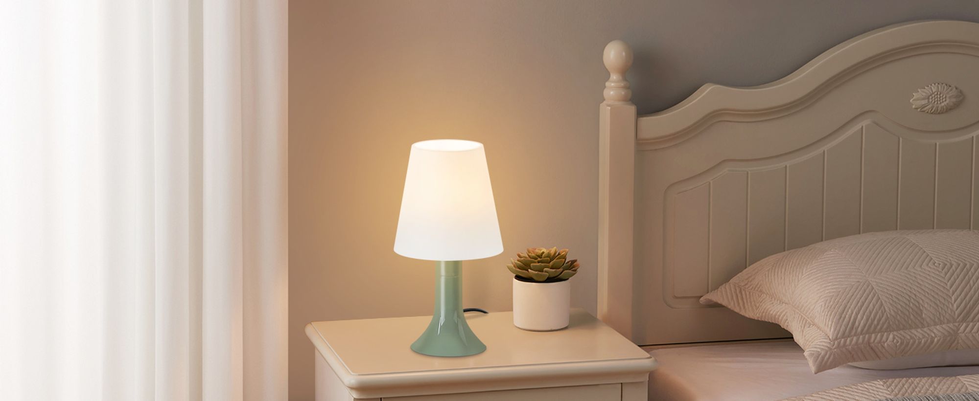 ZMH Tischlampe Wohnzimmer Tischleuchte 2er Set Grün mit Kabel Nachttischlampe E14 Tischlampen Moderne Landhausstil für Esstisch Schlafzimmer