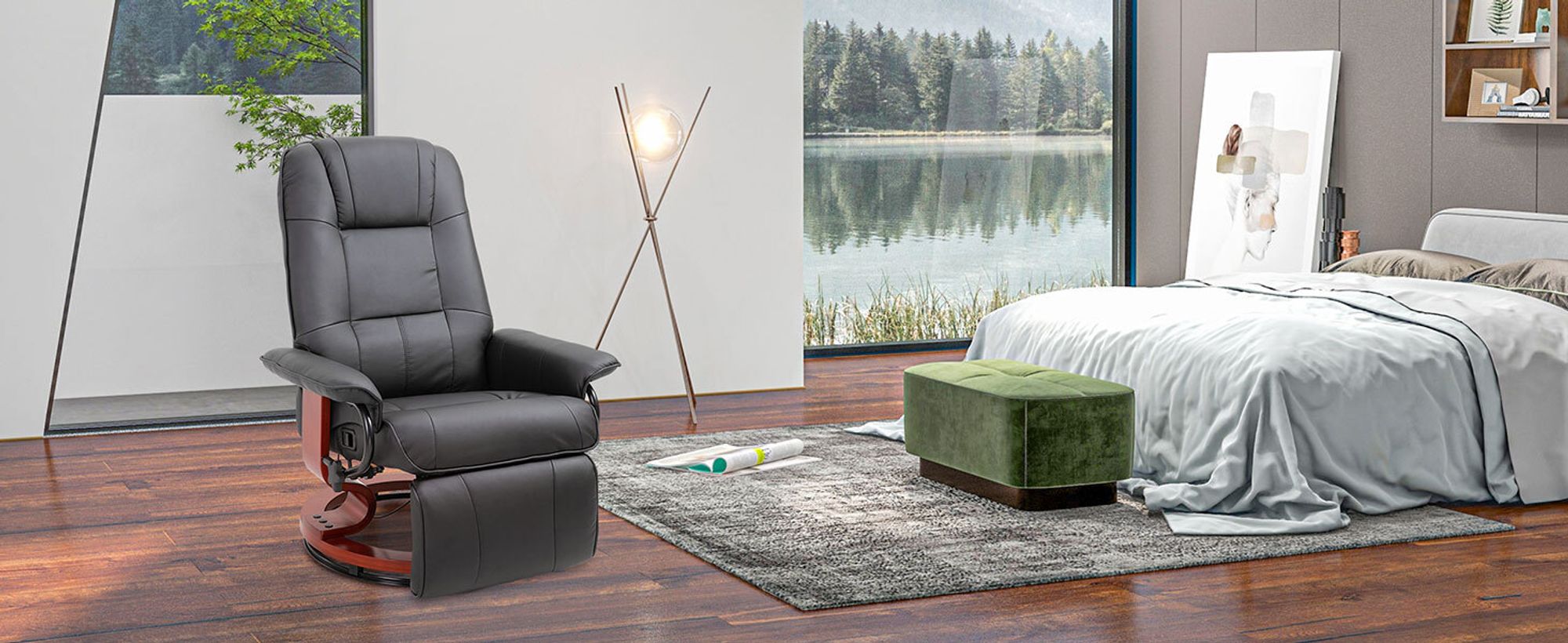 HOMCOM Relaxsessel Fernsehsessel Liegesessel Air-Leder 360° Drehstuhl neigbar