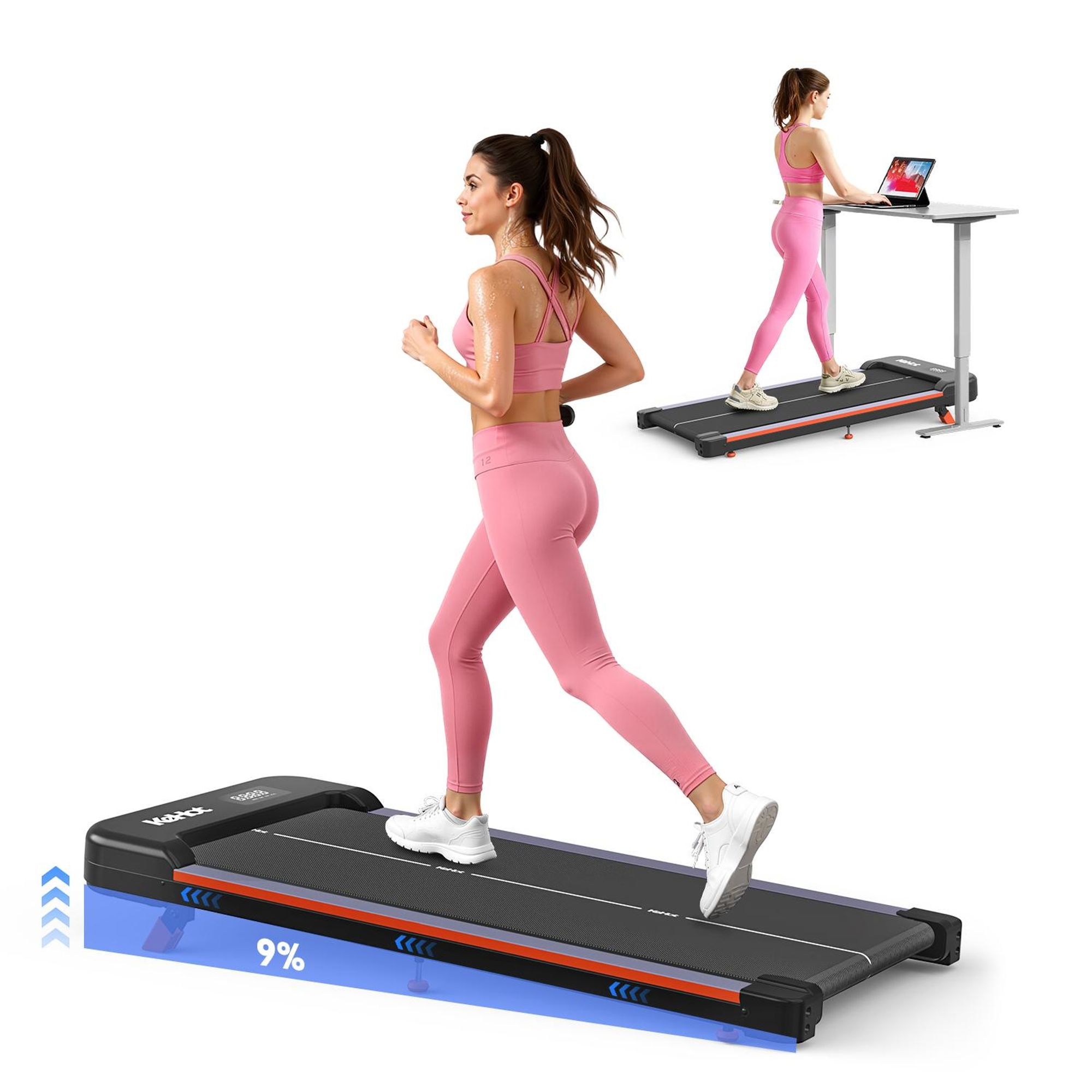 Kehot Walking Pad,130kg, leiser Motor, Bluetooth App, Fernbedienung, platzsparendes Laufband für Zuhause & Homeoffice