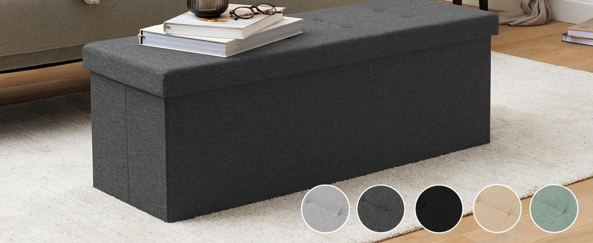 Blumtal Sitzbank mit Stauraum + 2 extra Boxen - Truhenbank mit Stauraum 110x38x38 cm - Sitztruhe mit Stauraum Türkis