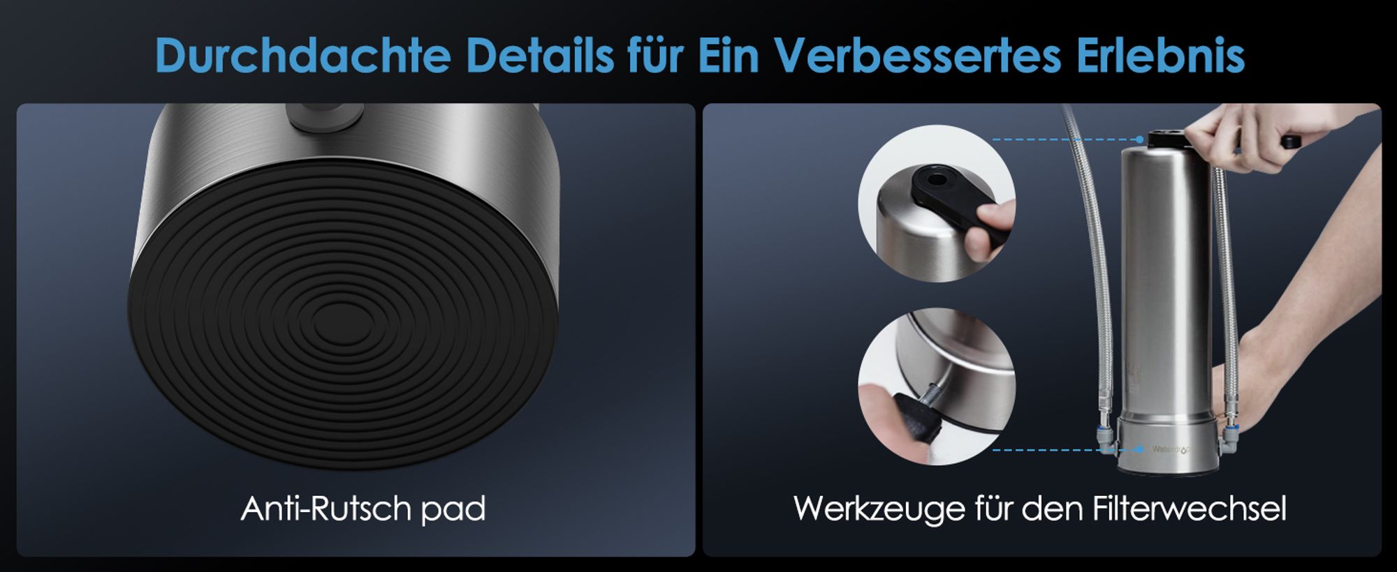 Waterdrop AS13 Untertisch Wasserfiltersystem 30.000 Liter, NSF/ANSI 42 , 5+1 Stufe Edelstahl Unter Waschbecken Wasserfilter Trinkwasser