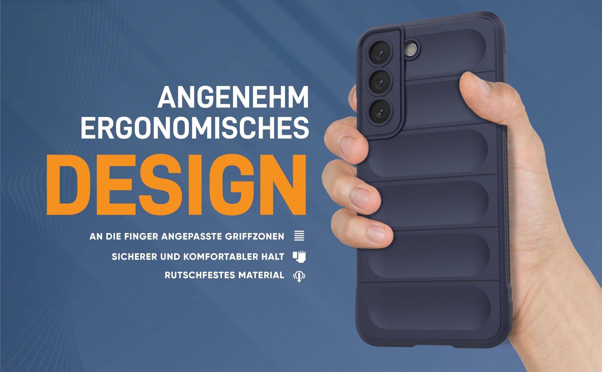 Blaue rutschfeste Hülle für Samsung Galaxy S22 mit weichem Mikrofaser Inlay