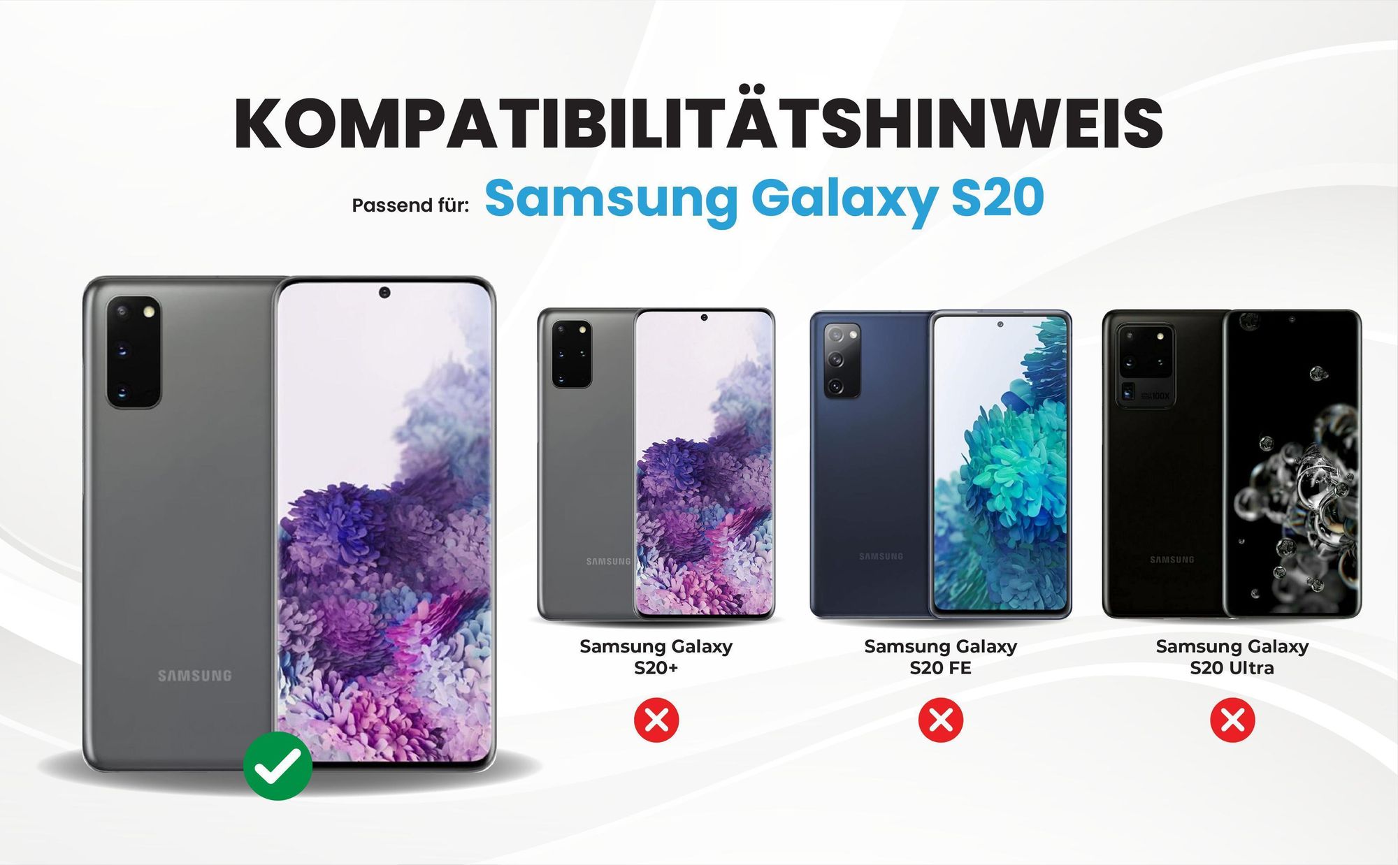 Kompatibilitätshinweise Hülle für Samsung Galaxy S20