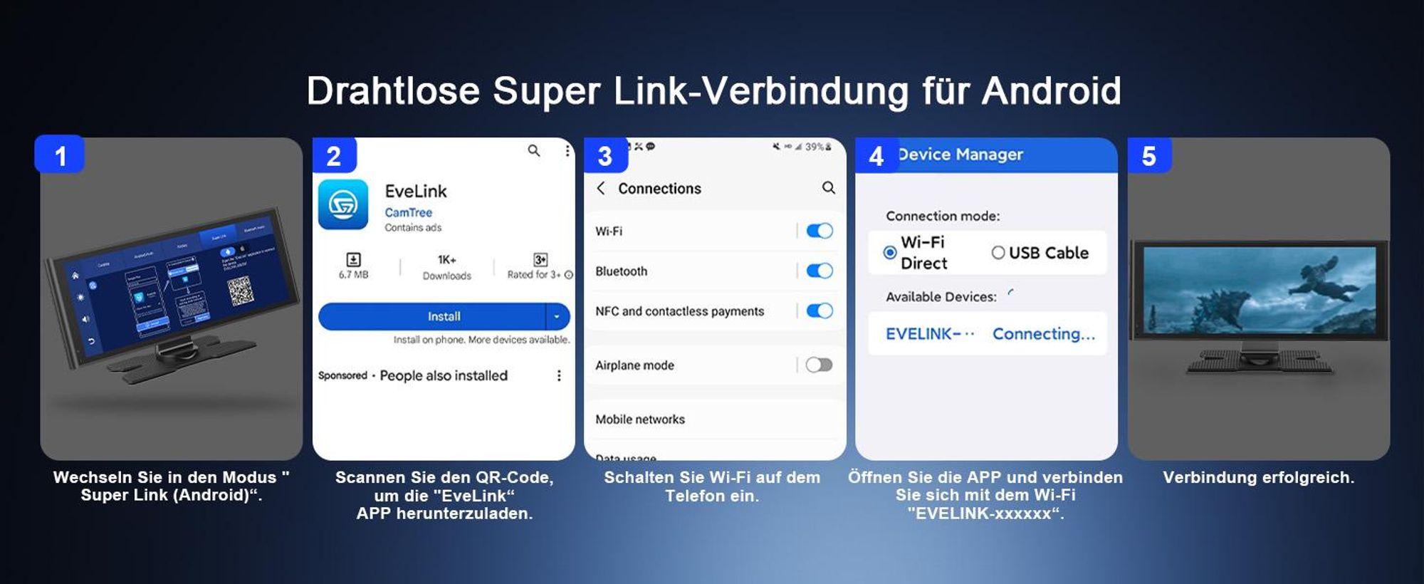 9,26" CarPlay Display für Apple CarPlay & Android Auto, Tragbarers Carplay Autoradio IP67 Rückfahrkamera  OTA-Updates GPS Bluetooth 5.0