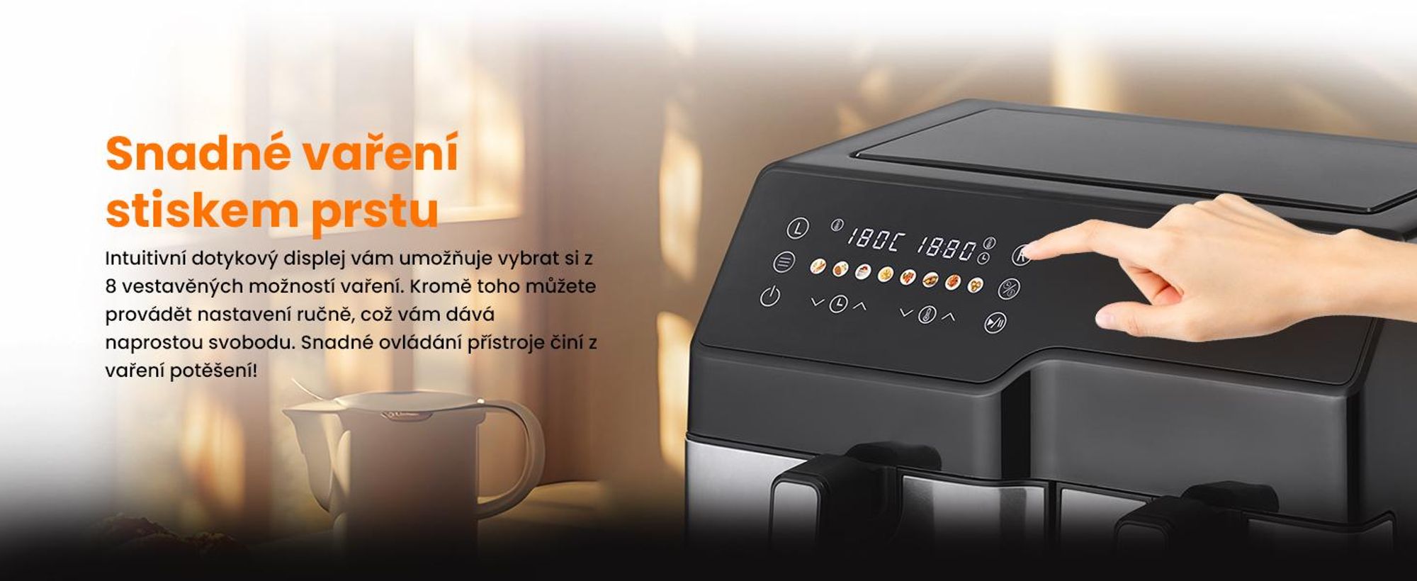 Extralink Air Fryer SJ-1000 10 l (6 l + 4 l), 2500 W, Dual Basket, horkovzdušná fritéza